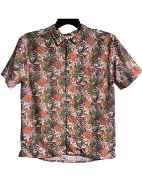 Boardies Camp Shirt Men Size M Multicolor Pineapple Floral Hawaian Beach Resort